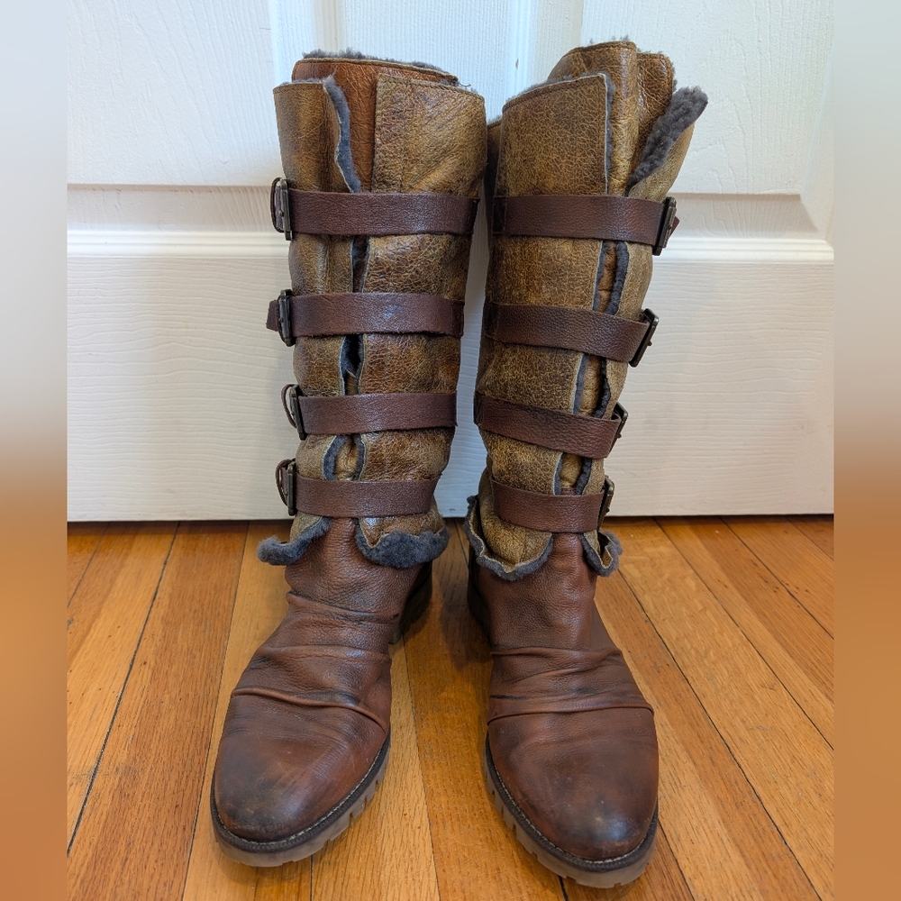 Boutique 9 Trystin Boots - Brown Leather Shearling-Lined Boots